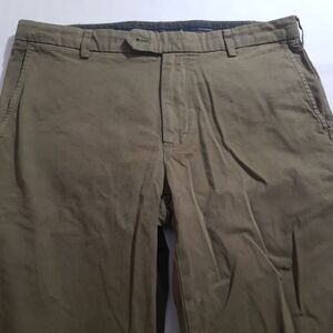 Brooks Brothers Khaki Chino Clark Fit Dress Pants Mens Olive Green Size 35/32